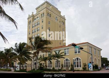 The Mediterranean Neo-Classical design of Old City Hall on Washington St, South Beach, Miami, Florida. Built by Carl Fisher. Stock Photo