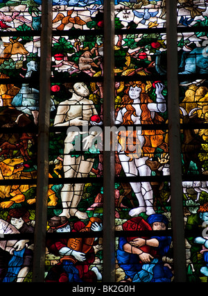 Stained glass windows in Oude Kerk or Old church in Delft The Netherlands Stock Photo