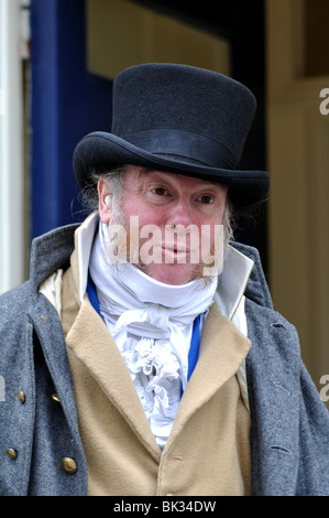 Man in Regency costume outside Jane Austen Centre, Bath, Somerset, England, UK Stock Photo