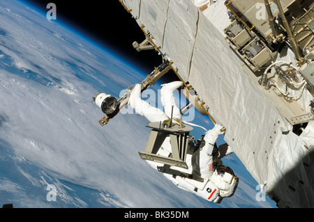 Astronaut floating in space Space Shuttle Mission 121 12 July 2006 Stock Photo