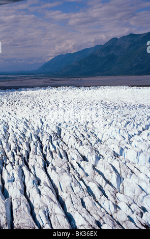 Ridge lines and crevasses of a glacier, Alaska Stock Photo