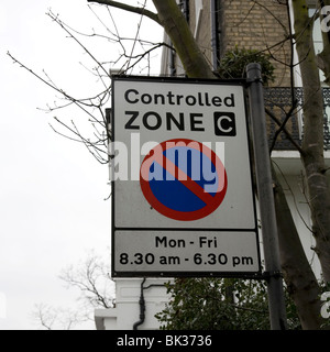 Controlled Zone Parking sign Stock Photo