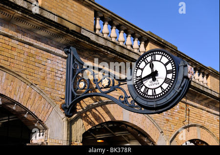 York main railway train station Clock York UK Stock Photo