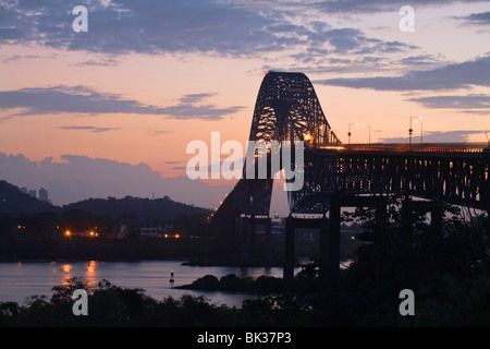 Bridge of the Americas at sunrise, Panama City, Panama, Central America Stock Photo