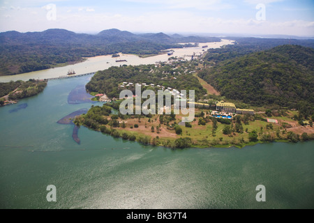 Gaillard Cut, Panama Canal and Gambao Rainforest Resort, Panama, Central America Stock Photo