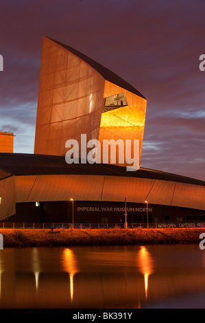 Imperial War Museum North at night, Salford Quays, Manchester, England ...