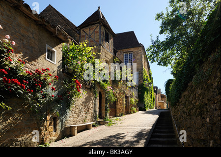 Medieval street in the old town, Sarlat, Sarlat le Caneda, Dordogne, France, Europe Stock Photo