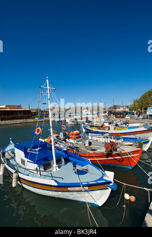 Fishing Boats in Elounda Harbour, Crete, Greece Stock Photo