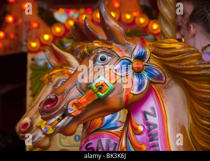 Carousel horses in London. Stock Photo