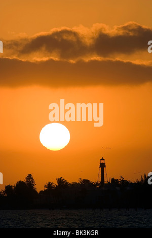 Sanibel Island Lighthouse at Sunrise - Sanibel Island, Florida USA Stock Photo