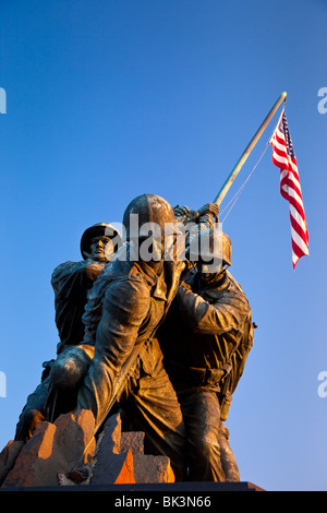 Sunrise at the Iwo Jima Memorial near Arlington National Cemetery, Arlington Virginia USA Stock Photo