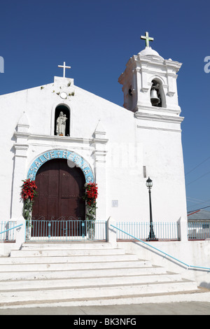 San Pedro church (which dates from 16th century and is said to be the 2nd oldest church in western hemisphere), Taboga Island, Panama Stock Photo