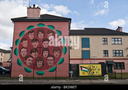 Bloody Sunday mural in Derry/Londonderry depicting the victims who died. Stock Photo