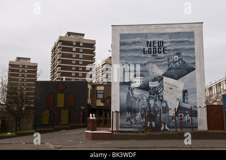 Political murals at New Lodge, Belfast, a Catholic/Green area. Stock Photo