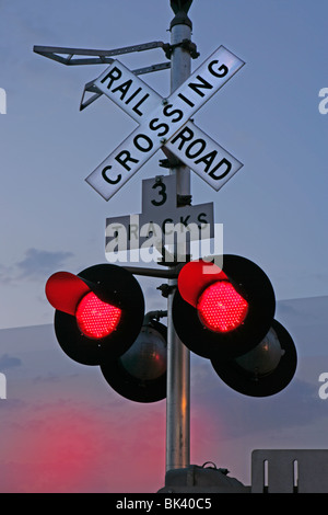 Railroad crossing signal Stock Photo