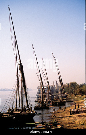 Sailboats along the Nile, Egypt Stock Photo