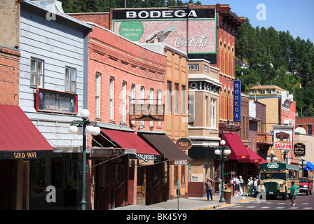 Main Street in Midwestern frontier and gambling town Deadwood South Dakota, the place where Wild Bill Hickok was shot. Stock Photo