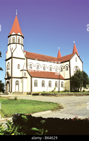Church of Sacred Heart of Jesus (built in 1915) in city of Puerto Varas Chile - This church is one of many German colonial Stock Photo