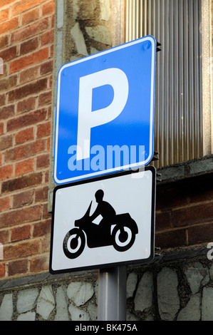 Motorcycle parking sign, UK Stock Photo