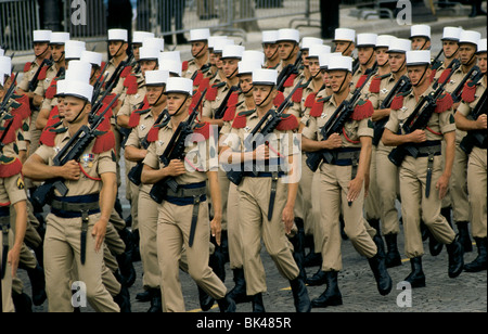 French Foreign Legion Parading on the Champs Elysees during the Bastille Day celebrations, Paris, France Stock Photo