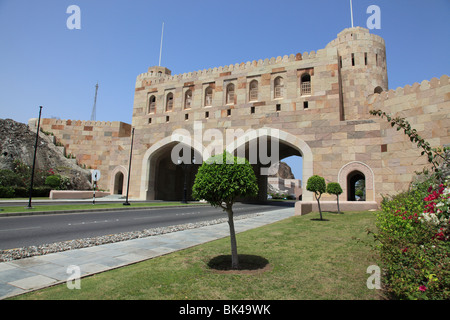 building, Fortified Gates to the old city of Muscat Sultanate of Oman, Arab country, Asia. Photo by Willy Matheisl Stock Photo