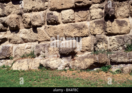 A preserved section of the Servian Wall (a 4th century BCE defensive barrier) in Rome, Italy Stock Photo