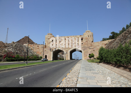 Building, Fortified Gates to the old city of Muscat, Sultanate of Oman, Asia. Photo by Willy Matheisl Stock Photo