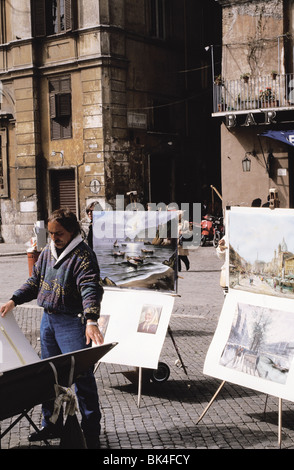 Art for sale in Piazza Navona, Rome, Italy Stock Photo