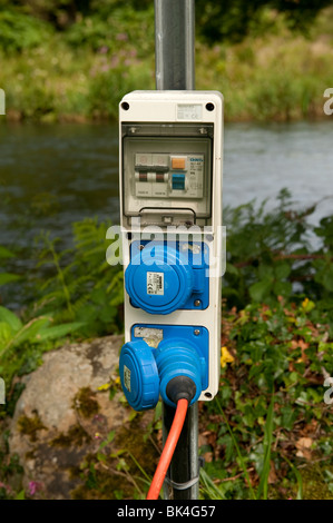 Caravan Site Electric Hook Up Stock Photo