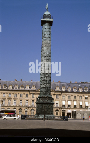 The Place Vendome Column was erected by Napoleon to commemorate the battle of Austerlitz, Paris, France Stock Photo