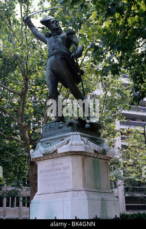 Bronze monument of Marshal Ney by Francois Rude in Paris, France. Marshal Ney became a commander who fought in the French Revolutionary Wars and the N Stock Photo