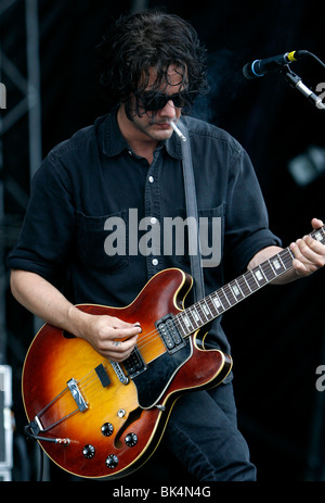 Peter Hayes of Black Rebel Motorcycle Club performs during a concert. Stock Photo