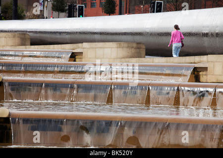 The water feature in Sheaf Square, Sheffield, UK Stock Photo