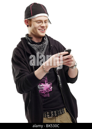 Young Man Using a Cell Phone Stock Photo