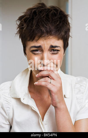 Portrait of Woman Crying Stock Photo
