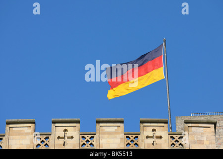 German Flag, Hambach Castle, Neustadt an der Weinstrabe, Rhineland-Palatinate, Germany Stock Photo