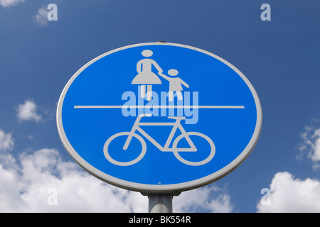 Bicycle Lane and Footpath Sign, Bavaria, Germany Stock Photo