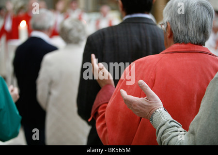 Mass in Pontigny Abbey church, Pontigny, Yonne, Burgundy, France, Europe Stock Photo