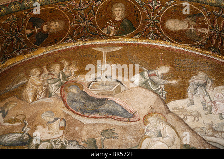 Mosaic depicting Mary giving birth to Jesus Christ in Kariye Camii (Holy Saviour in Chora church ), Istanbul, Turkey, Europe Stock Photo