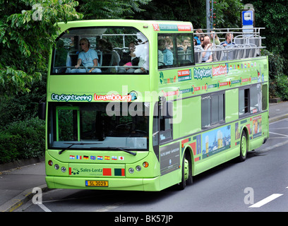 Open Top Tourist Sightseeing Bus, Luxembourg City, Luxembourg. Stock Photo