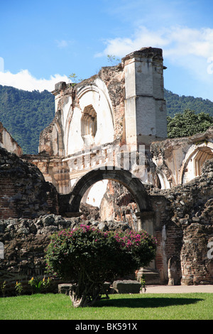 Ruins of the Church of La Recoleccion, destroyed by earthquake in 1700s, Antigua, UNESCO World Heritage Site, Guatemala - Stock Photo