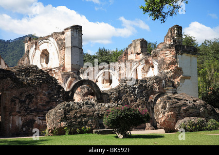 Ruins of the Church of La Recoleccion, destroyed by earthquake in 1700s, Antigua, UNESCO World Heritage Site, Guatemala - Stock Photo