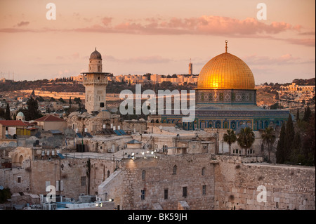 Dome of the Rock and the Western Wall, Jerusalem, Israel, Middle East Stock Photo