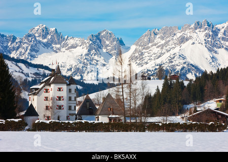 Kitzbuhel and the Wilder Kaiser mountain range, Tirol, Austrian Alps, Austria, Europe&#10; Stock Photo