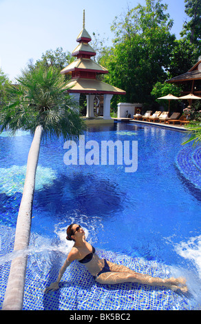 Pool at the Mandarin Oriental Dhara Dhevi Hotel in Chiang Mai, Thailand, Southeast Asia, Asia&#10; Stock Photo