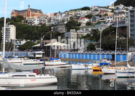 Oriental Bay in Wellington, one of the most popular and expensive central neighbourhoods of New Zealand's capital city. Stock Photo
