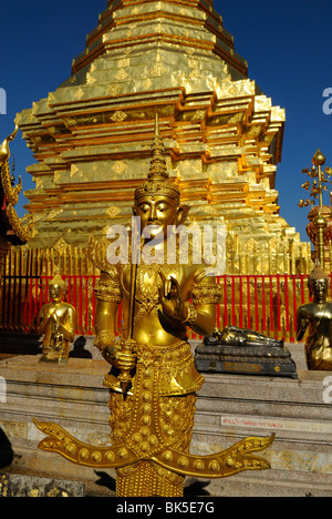Golden chedi in Wat Phrathat Doi Suthep temple, Thailand, Southeast Asia Stock Photo