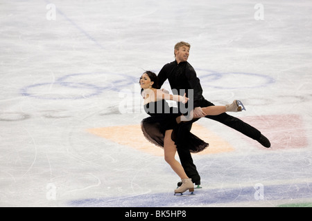 Isabelle Delobel and Olivier Schoenfelder (FRA) competing in the Figure Skating Ice Dance Original Dance at the 2010 Olympics Stock Photo