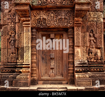 Banteay Srei, dating from the second half of the 10th century, Angkor, UNESCO World Heritage Site, Cambodia Stock Photo