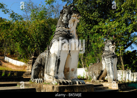 Lion statue in Wat Phra Non temple in Mae Hong Son, Thailand, Southeast Asia Stock Photo